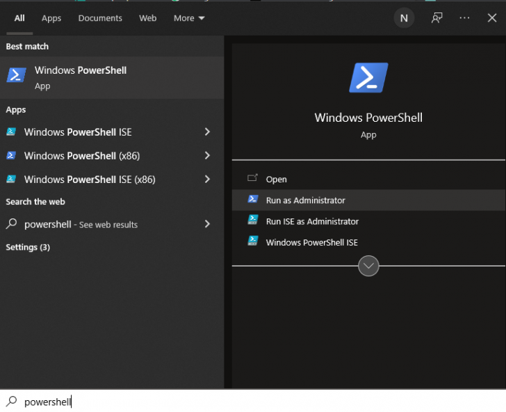 เปิดใช้งาน Hyper-V ผ่าน Powershell