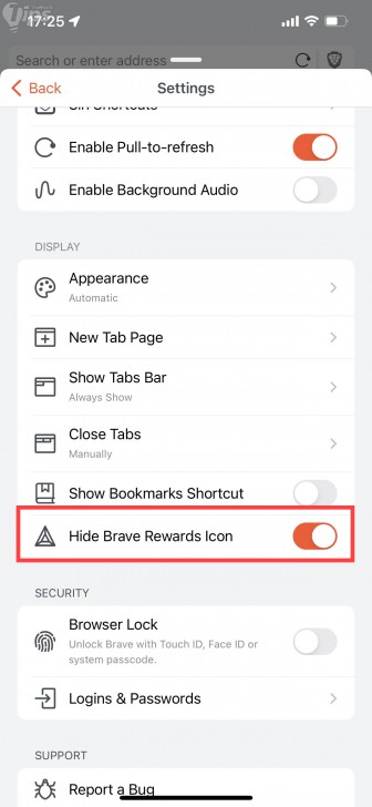 วิธีปิดฟีเจอร์ หรือความสามารถ ที่เกี่ยวข้องกับสกุลเงินคริปโต บน Brave Browser