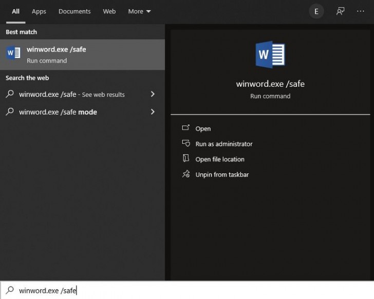 การเปิด Safe Mode ผ่านแอป Windows Search 