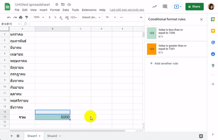 วิธีเปลี่ยนสี Cell อัตโนมัติใน Google Sheets
