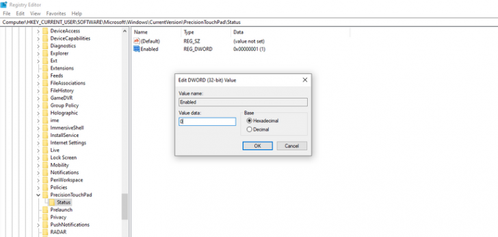 วิธีปิด Touchpad ใน Windows Registry