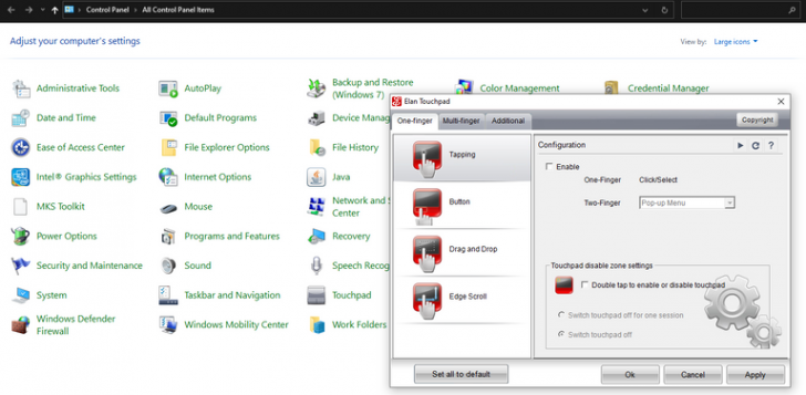 วิธีปิด Touchpad ใน Control Panel