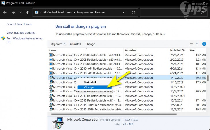การซ่อมแซม Microsoft Visual C++