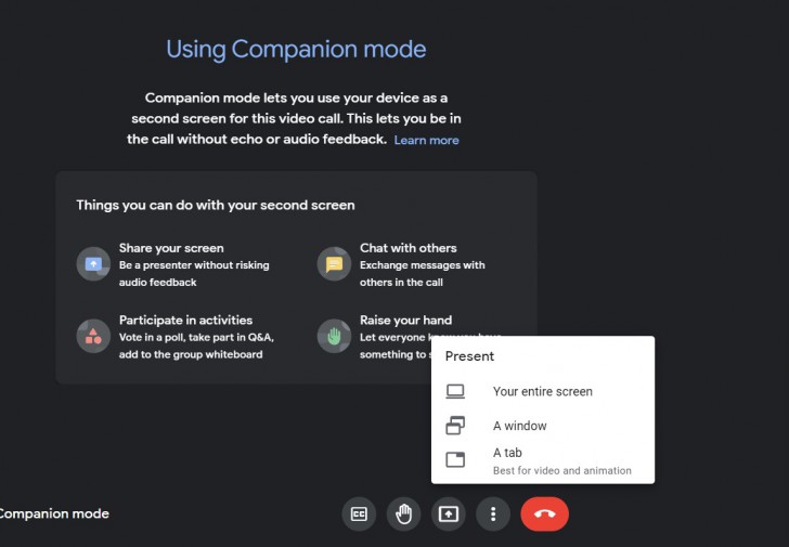 การแชร์หน้าจอบน Companion Mode