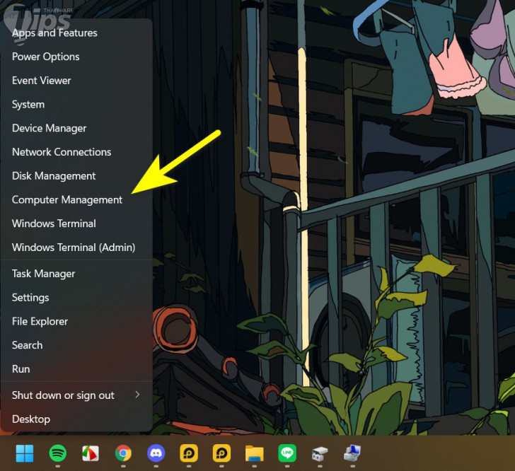 วิธีเปิด Disk Management ผ่านเครื่องมือ Computer Management ของระบบปฏิบัติการ Windows