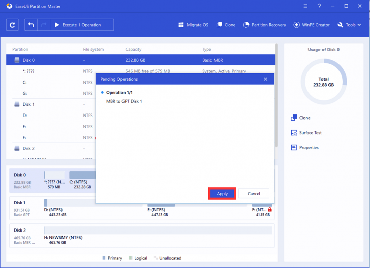 ขั้นตอนการแปลงพาร์ทิชัน MBR เป็น GPT โดยใช้ โปรแกรม EaseUS Partition Master