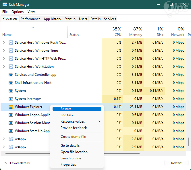 รีสตาร์ท File Explorer ของระบบปฏิบัติการ Windows (Restart File Explorer)