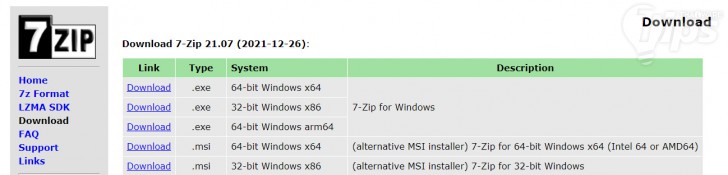 ดาวน์โหลดโปรแกรม 7-Zip