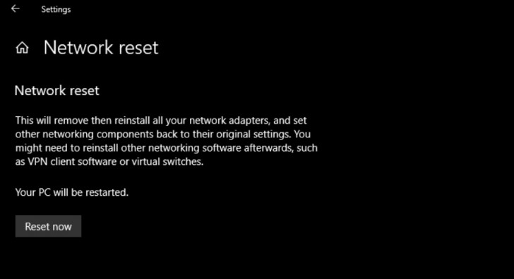 ลอง "Reset" เครือข่าย