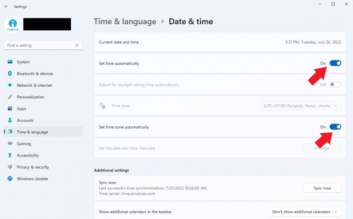 การตั้งค่าวันที่และเวลาบนระบบปฏิบัติการ Windows