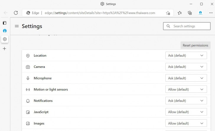 ดูรายละเอียด และสิทธิ์ของเว็บไซต์ (Look at the website details and rights)