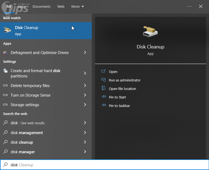 ใช้โปรแกรม Disk Cleanup Utility