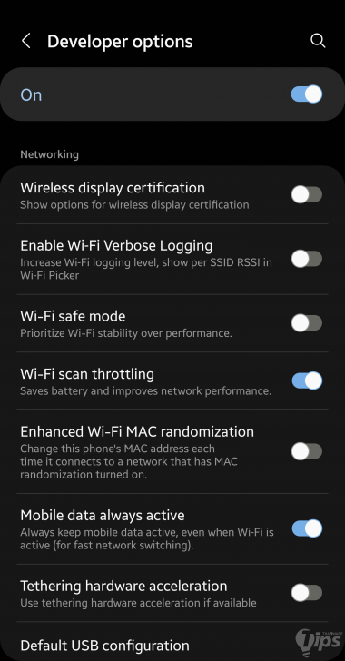 "ตัวเลือก Mobile data always active"