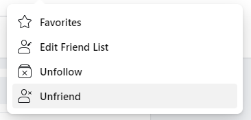 ปุ่ม Unfriend บน Facebook ปุ่ม Unfriend บน Facebook