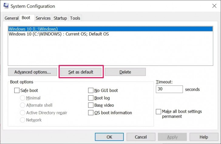 เปลี่ยนระบบปฏิบัติการเริ่มต้น ด้วย MSConfig (Set a different Operating System to load on Startup as a default by using MSConfig)