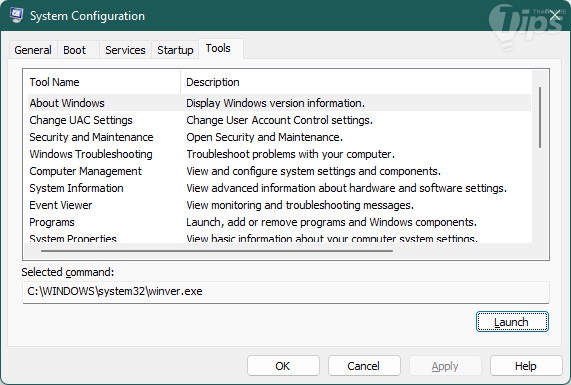 ทางลัดในการเข้าถึงเครื่องมือต่าง ๆ ใน MSConfig (Shortcut to Utility Tools in MSConfig) ทางลัดในการเข้าถึงเครื่องมือต่าง ๆ ใน MSConfig (Shortcut to Utility Tools in MSConfig)