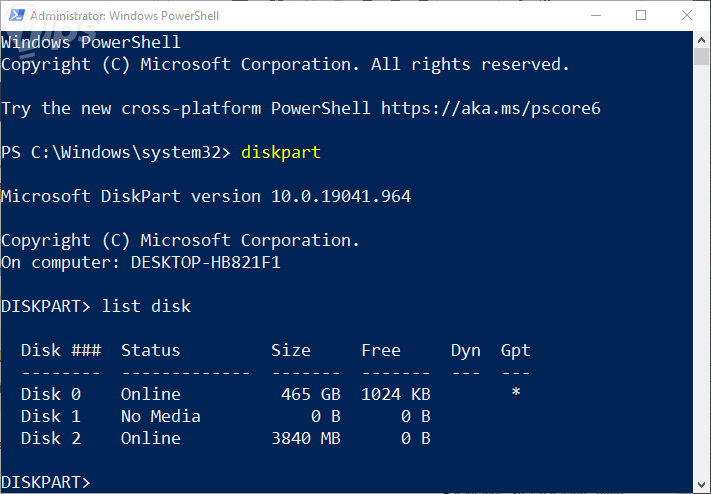 ใช้คำสั่ง DiskPart ใน Command Prompt (Use DiskPart Command Prompt Utility)