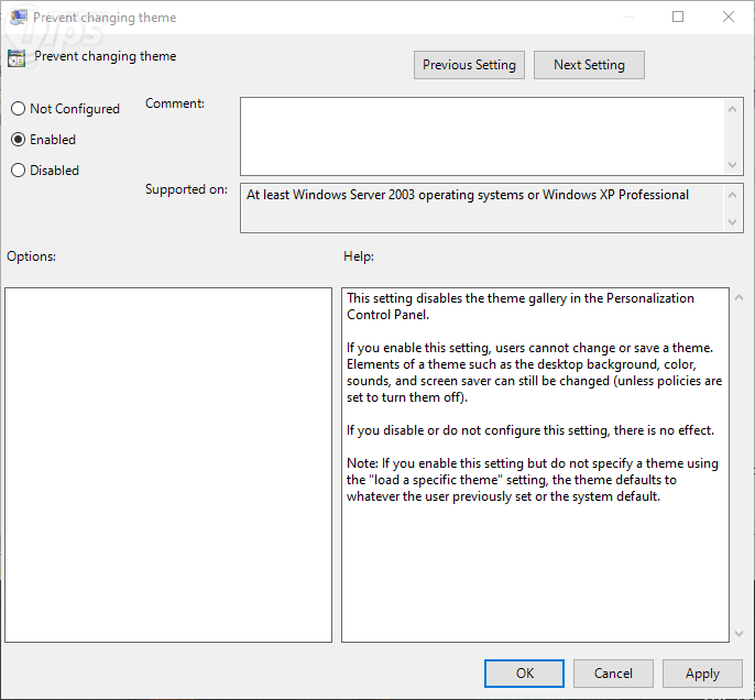ป้องกันการเปลี่ยนธีมด้วย Local Group Policy Editor