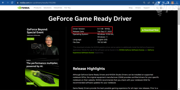 เข้าไปโหลดบนเว็บไซต์ NVIDIA
