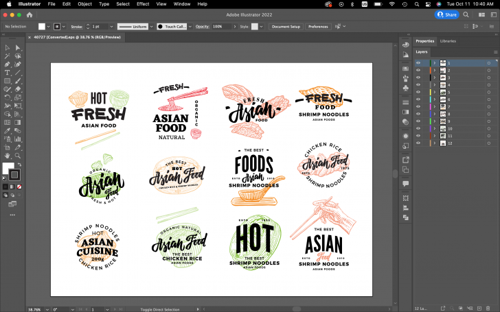 ตัวอย่างงานออกแบบ โลโก้ ด้วยโปรแกรม Adobe Illustrator