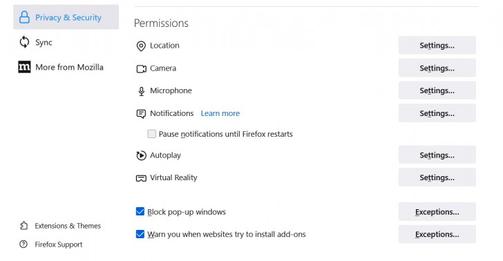 ตั้งค่าสิทธิ์อนุญาต เข้าถึงข้อมูลส่วนตัว ของแต่ละเว็บไซต์ของ Firefox (Allow Personal Data Use on Each Website of Firefox)