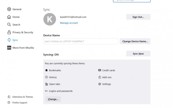 ปิดการ ซิงค์ข้อมูลต่าง ๆ ของ Firefox (Disable Data Sync of Firefox)