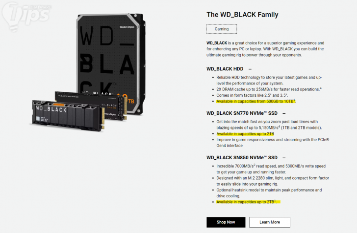 HDD มีฐานความจุ (Base Storage Capacity) ที่มากกว่า