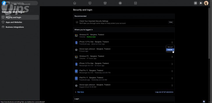 วิธีล็อกเอาท์ Facebook จากเว็บเบราว์เซอร์