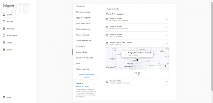 วิธีล็อกเอาท์ Instagram จากเว็บเบราว์เซอร์
