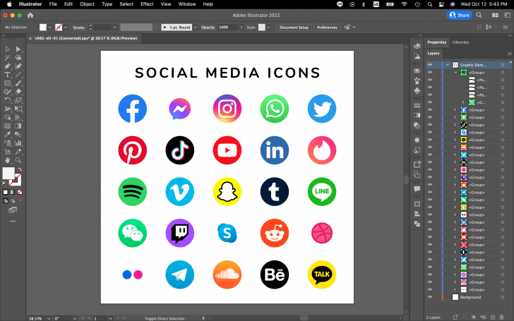 ตัวอย่างงานออกแบบ ไอคอน ด้วยโปรแกรม Adobe Illustrator