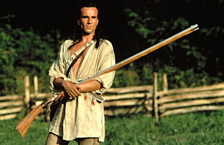 Daniel Day-Lewis ในบท Hawkeye (Nathaniel Poe) จากหนัง ภาพยนตร์ The Last of the Mohicans ค.ศ. 1992 (พ.ศ. 2535)