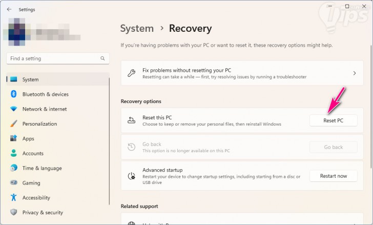 รีเซ็ต หรือติดตั้งระบบปฏิบัติการ Windows ใหม่ (Reset or Reinstall Windows)