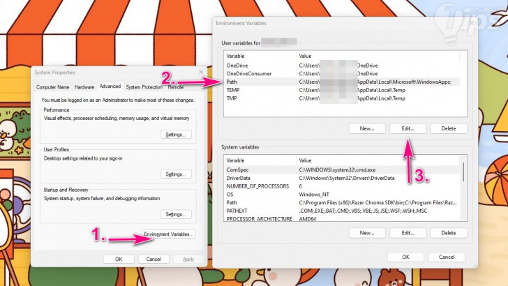 แก้ไข หรือลบ ที่อยู่ในตัวแปรสภาพแวดล้อม (Edit or Remove Path in Environment Variables)
