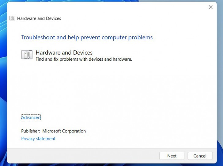 ใช้เครื่องมือ Hardware and Devices Troubleshooter (Use Hardware and Devices troubleshooter tool)
