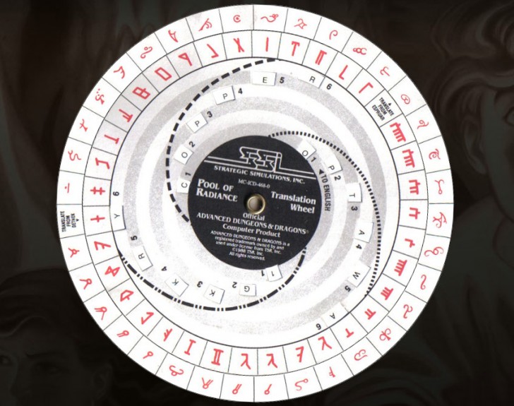 จานหมุนถอดรหัสของเกม Pool of Radiance