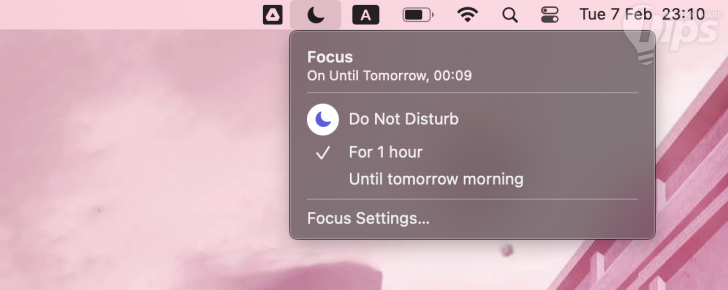 เปิด หรือปิดโหมด Focus อย่างรวดเร็ว (Rapidly Enable or Disable Focus Mode)