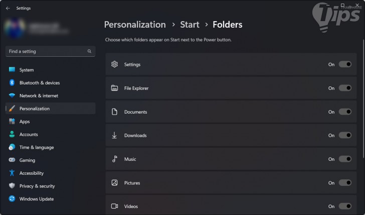 เพิ่มทางลัดให้เมนูเริ่มต้น (Add Folder Shortcuts)