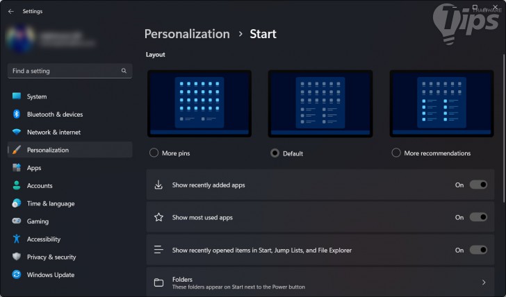 ปรับจำนวนไอคอนที่แสดงผลในเมนูเริ่มต้น (Show more App Icons)