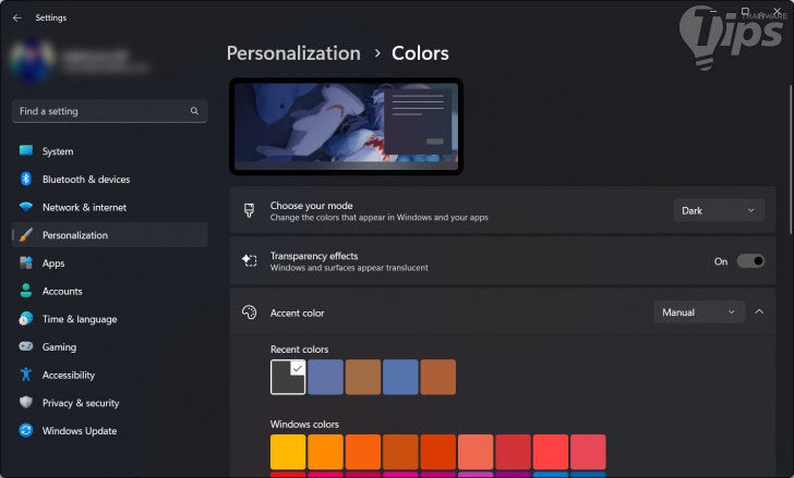 ปิดการแสดงผลแบบโปร่งใส (Turn off Transparency)