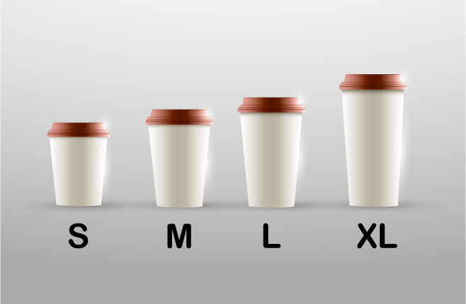 ตัวอย่างกลยุทธ์การตั้งราคาแบบขั้นบันได ราคาแก้วกาแฟไซส์ต่างๆ ตัวอย่างกลยุทธ์การตั้งราคาแบบขั้นบันได ราคาแก้วกาแฟไซส์ต่างๆ