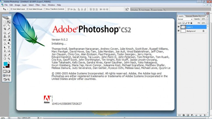 โปรแกรม Adobe Photoshop CS2 หรือ Photoshop 9 โปรแกรม Adobe Photoshop CS2 หรือ Photoshop 9