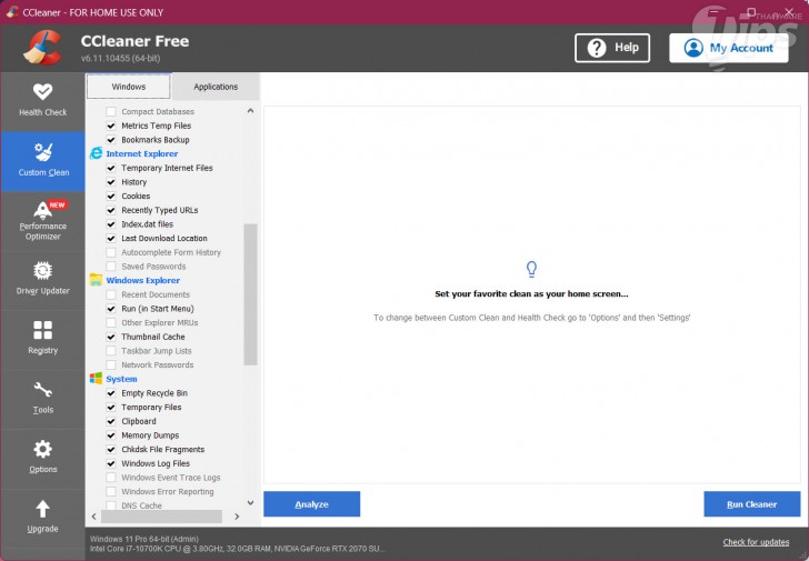 ลบไฟล์ชั่วคราว (ClearTemporary Files) ด้วยโปรแกรม CCleaner