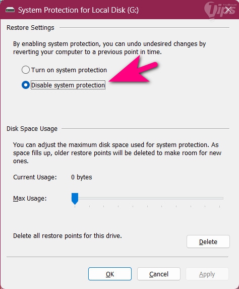 การปิดคุณสมบัติ System Restore การปิดคุณสมบัติ System Restore