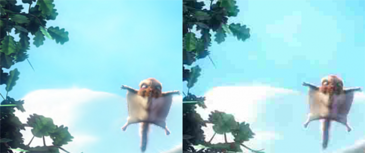 เปรียบเทียบตัวอย่างของไฟล์รูปภาพ 2 มาตรฐาน ระหว่างซ้าย JPEG 2000 ขวา JPEG