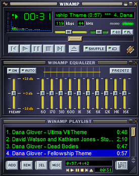 หน้าจอหลักของ โปรแกรมฟังเพลง Winamp