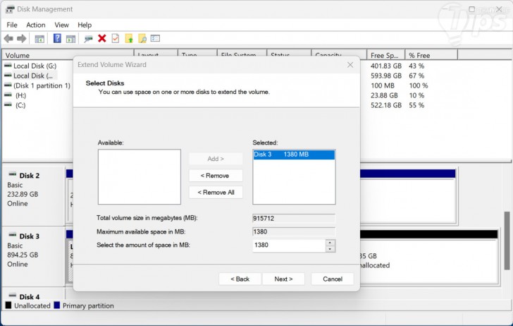 การรวมพาร์ทิชัน ผ่าน Disk Management บน Windows