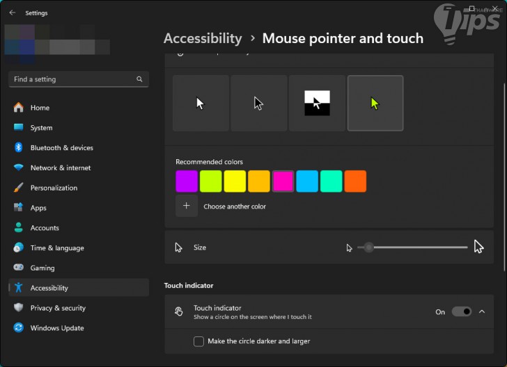 วิธีเปลี่ยนขนาด และรูปแบบ ของเคอร์เซอร์เมาส์ บน Windows
