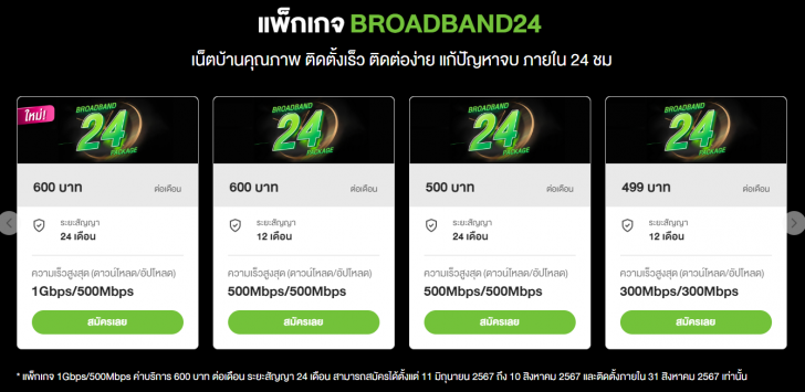 AIS Fibre Broadband24 Package แพ็กเกจเน็ตบ้านคุณภาพเริ่มต้นเพียง 500 บาท
