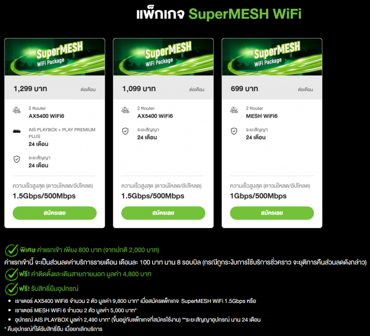 AIS SuperMESH Wi-Fi แพ็กเกจเน็ตบ้านสัญญาณแรง เริ่มต้น 699 บาท / เดือน