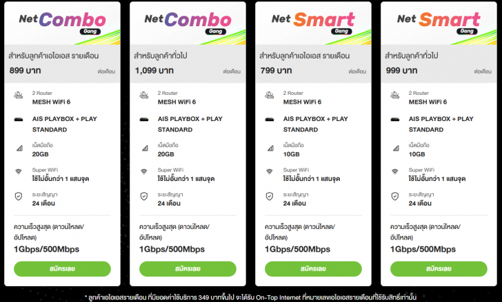 เน็ตบ้านค่ายไหนดี ? ดูโปรโมชันเน็ตบ้าน AIS 3BB Fibre 3 / True Online / NT Broadband & C Internet